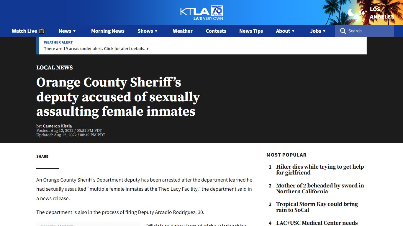 Deputy arrested for sexually assaulting female inmates: OCSD